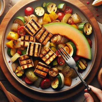 Tofu Grillé avec Ratatouille Maison et Quartier de Melon