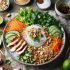 Bo Bun Vietnamien au Poulet avec Nouilles de Riz et Cacahuètes