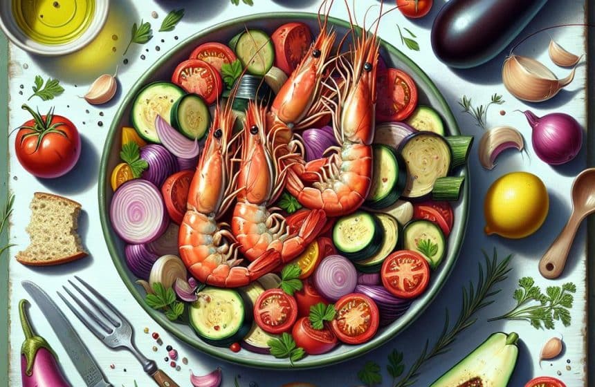 Délice Provençal aux Gambas et Tian de Légumes