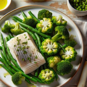 Délice Marin Vapeur aux Haricots Verts et Chou Romanesco
