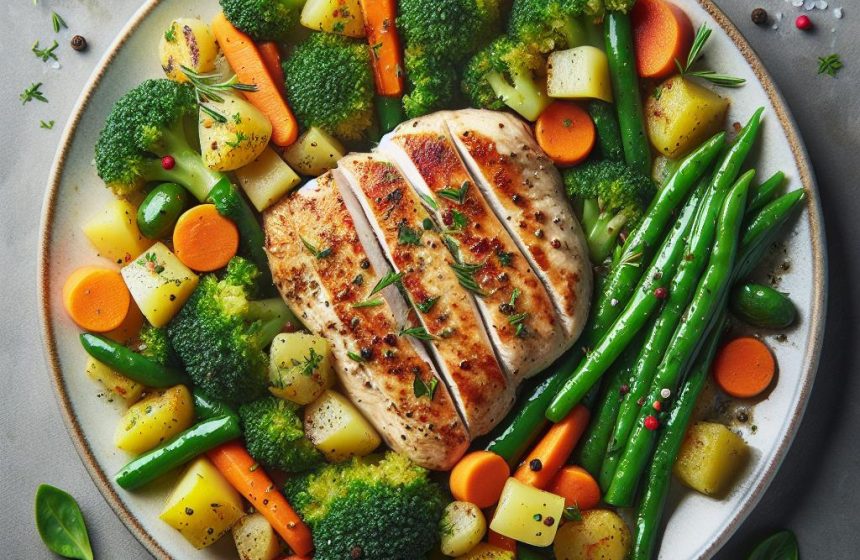 Escalope de Poulet aux Légumes Colorés
