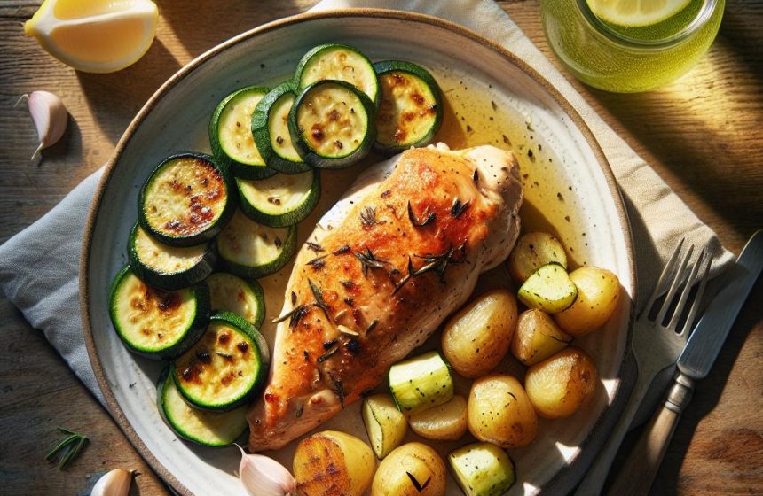 Poulet Rôti avec Courgettes et Pommes de Terre
