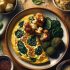 Omelette aux Épinards avec Chou-Fleur Rôti et Quinoa