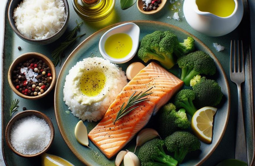 Saumon Délicieux avec Purée de Brocolis et Riz Blanc