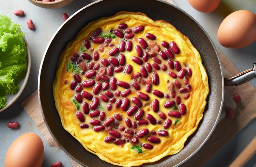 Omelette aux Haricots Rouges et Laitue Croquante