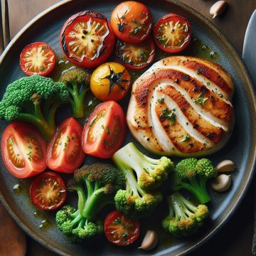 Escalope de Poulet Grillé aux Tomates et Choux Romanesco