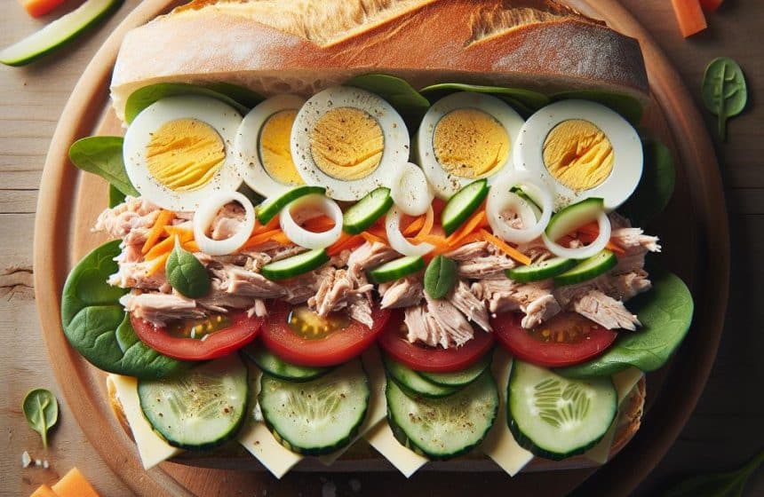 Délice de Baguette au Thon et Légumes Croquants