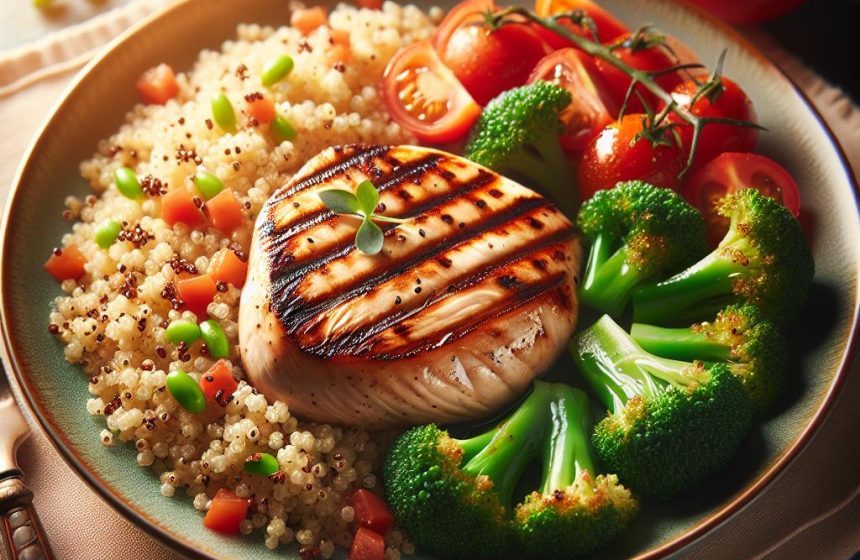 Escalope de Poulet Grillée au Quinoa et Légumes