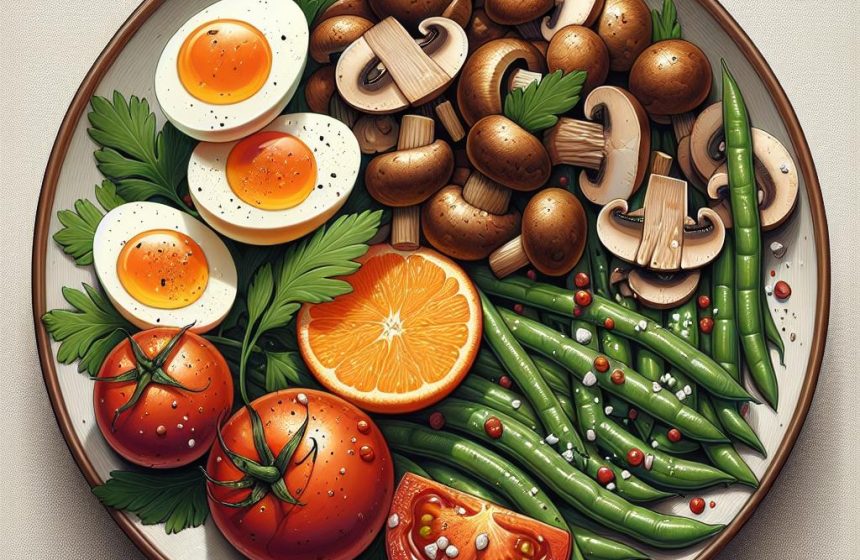 Délice de Champignons et Haricots aux Œufs Durs et Tomates Rôties