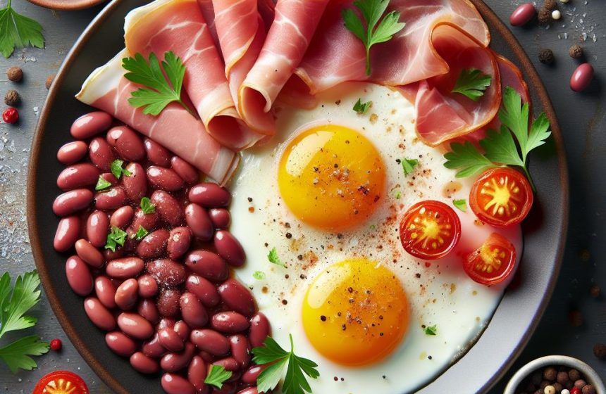 Œufs au Plat Gourmands avec Haricots Rouges et Jambon Cru