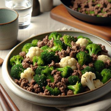 Bœuf Haché Sauté aux Brocoli et Chou-Fleur