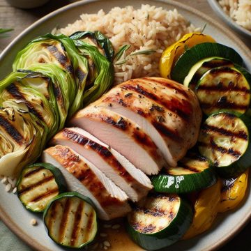 Escalope de Poulet aux Légumes Grillés et Riz Complet