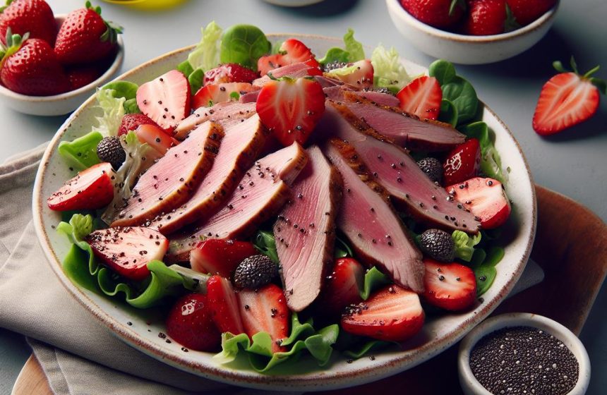 Salade Gourmande au Magret de Canard Fumé et Fraises