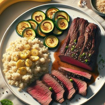 Rôti de Bœuf Savoureux au Quinoa et Courgettes