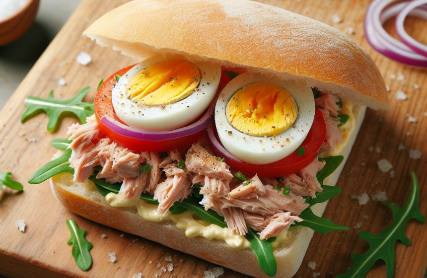 Sandwich Ciabatta Gourmand au Thon et Œuf Dur