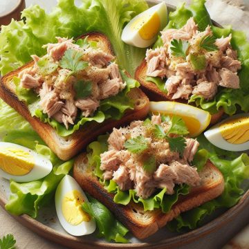 Tartines Gourmandes aux Œufs Brouillés, Laitue et Thon