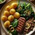 Délice de Pommes de Terre Sautées, Steak Haché et Épinards