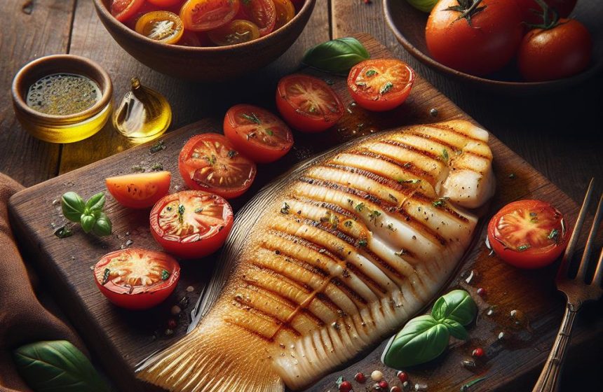 Sole à la Plancha avec Salade de Tomates Fraîches
