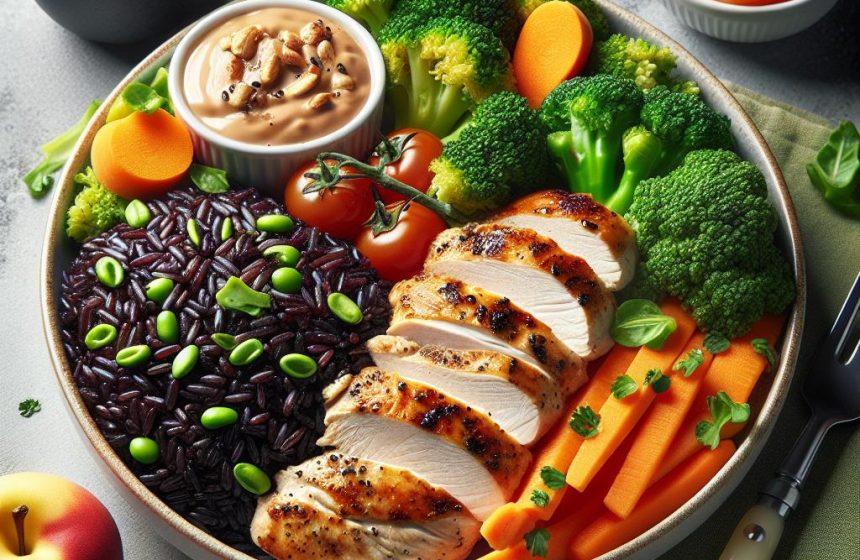 Délice de Poulet au Riz Noir et Légumes Croquants