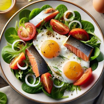 Salade de Mâche à la Truite Fumée et Œufs au Plat