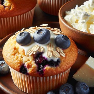 Muffins aux Flocons d’Avoine et Myrtilles avec Fromage Blanc