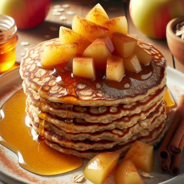 Pancakes aux Flocons d’Avoine avec Compote de Pommes Maison