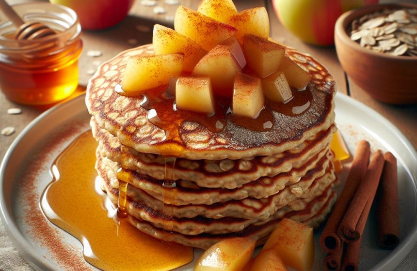 Pancakes aux Flocons d&rsquo;Avoine avec Compote de Pommes Maison