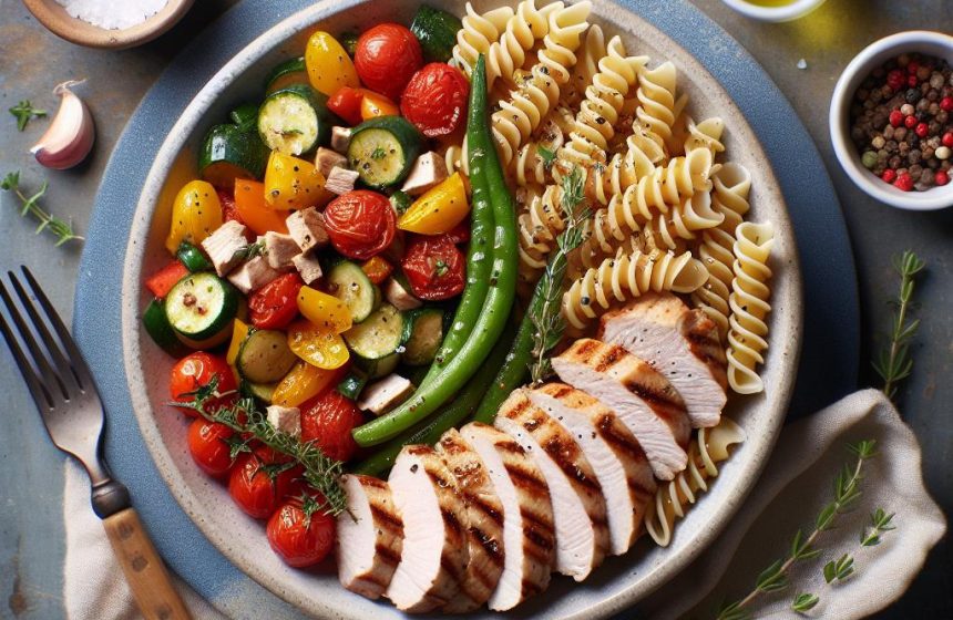 Pâtes Complètes à la Ratatouille et Escalope de Dinde