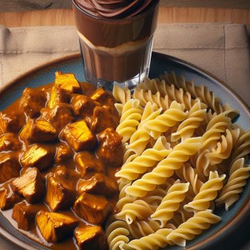 Poulet au Curry avec Pâtes Complètes et Mousse au Chocolat Noir