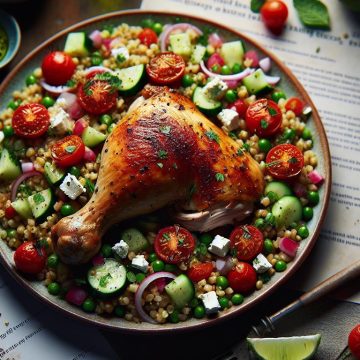 Cuisse de Poulet Rôtie et Salade de Boulgour aux Légumes Frais