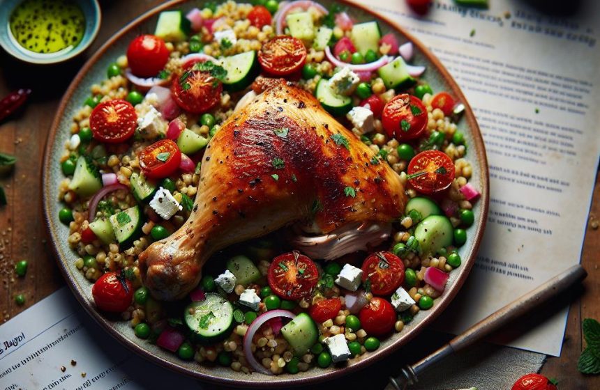 Cuisse de Poulet Rôtie et Salade de Boulgour aux Légumes Frais