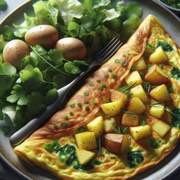 Omelette Gourmande aux Pommes de Terre et Salade Verte