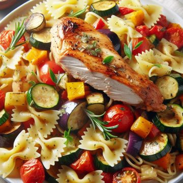 Pâtes Farfalle à la Ratatouille Maison et Poulet Rôti