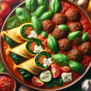 Délice de Cannellonis Ricotta Épinards et Boulettes de Bœuf et Veau à la Sauce Tomate
