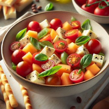 Salade Fraîcheur de Tomates Cerises, Melon et Cancoillotte