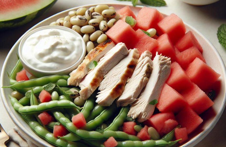 Salade de Poulet aux Flageolets et Pastèque