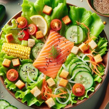Salade Saumon et Croquant de Sésame