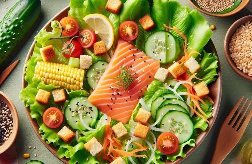 Salade Saumon et Croquant de Sésame