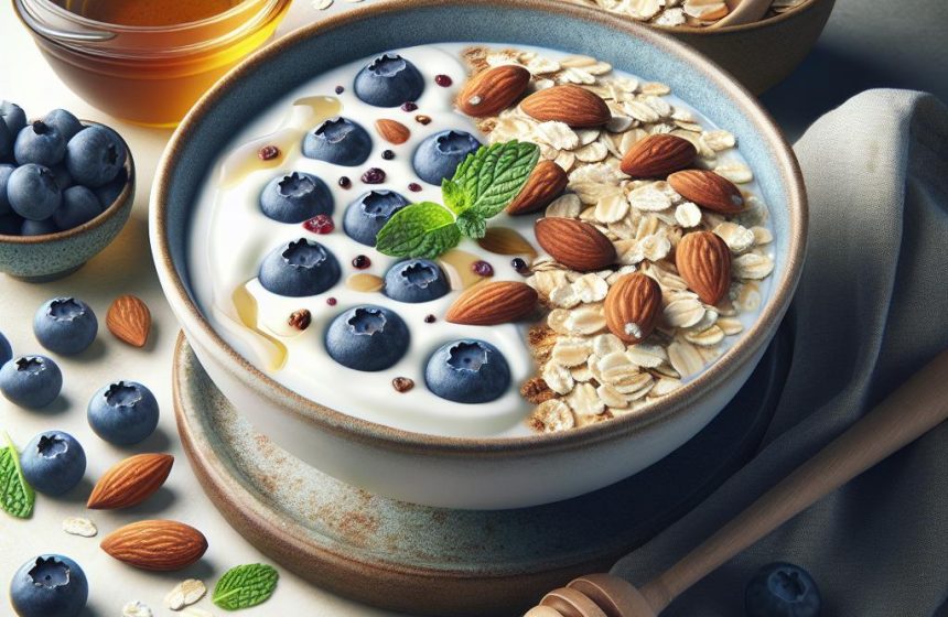 Délice de Yaourt Grec aux Myrtilles et Amandes