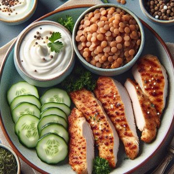 Aiguillettes de Poulet aux Lentilles et Concombre Frais