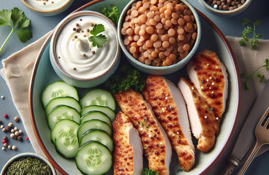Aiguillettes de Poulet aux Lentilles et Concombre Frais
