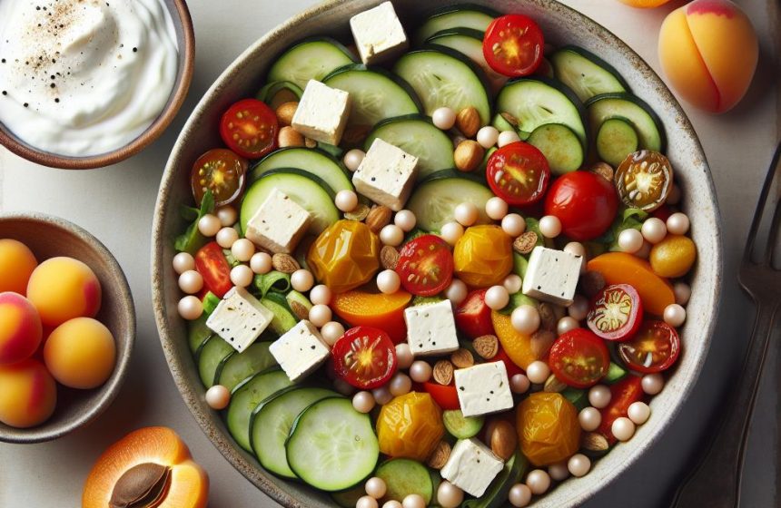 Salade de Perles de Tipiak au Tofu et Duo de Courgettes et Tomates Cerises