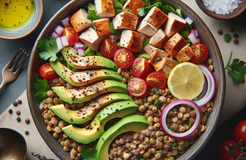 Salade Énergisante de Lentilles et Poulet