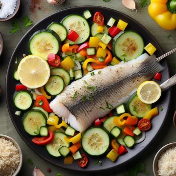 Filet de Poisson aux Légumes Colorés et Riz Parfumé