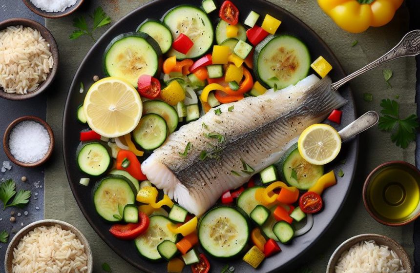 Filet de Poisson aux Légumes Colorés et Riz Parfumé