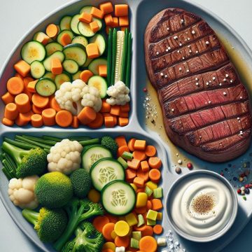 Steak de Bœuf avec Écrasé de Légumes Variés et Yaourt Nature