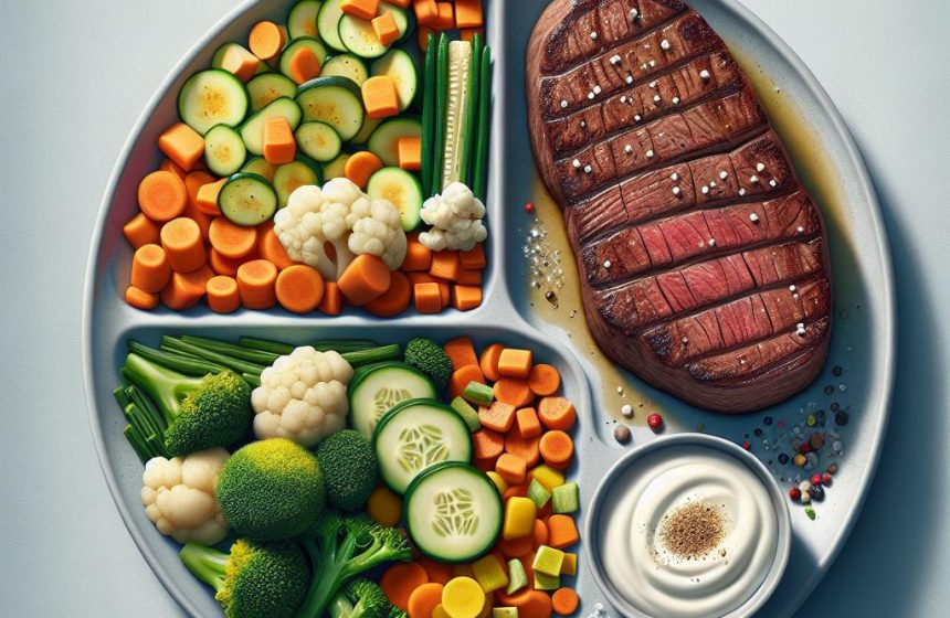 Steak de Bœuf avec Écrasé de Légumes Variés et Yaourt Nature