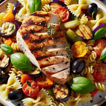 Dinde Grillée aux Légumes Méditerranéens et Farfalle