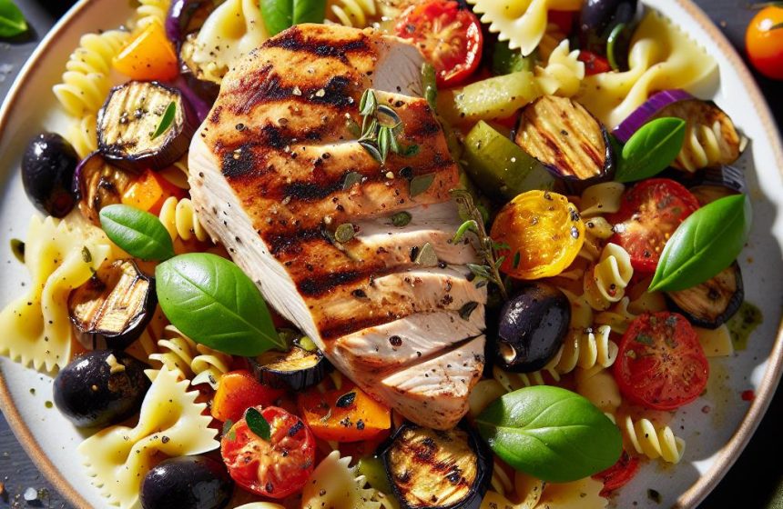 Dinde Grillée aux Légumes Méditerranéens et Farfalle