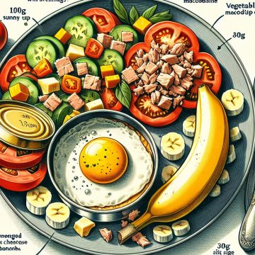 Délice de Tomates Macédoine au Thon et Œuf au Plat, accompagnée de Cancoillotte et Banane